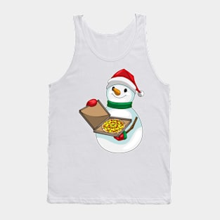 Snowman Christmas Pizza Tank Top